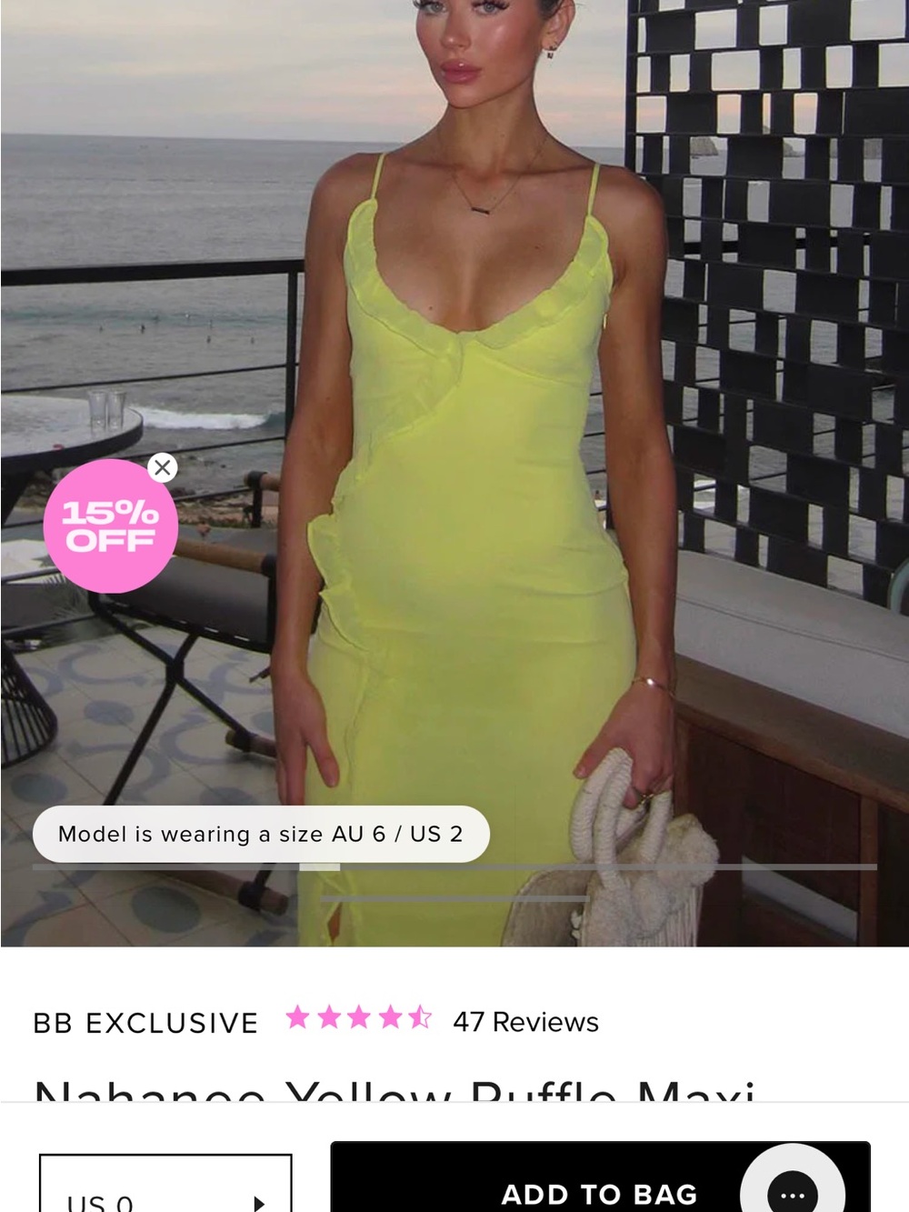 Beginning Boutique Neon Yellow Ruffle Maxi Dress
